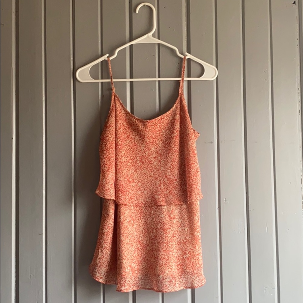 Red and cream floral tank